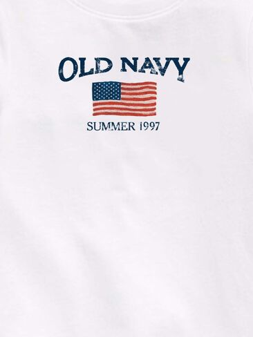 تي شيرت مطبوع عليه علم Old Navy Heritage 1997 للأطفال الصغار - أبيض in Kuwait