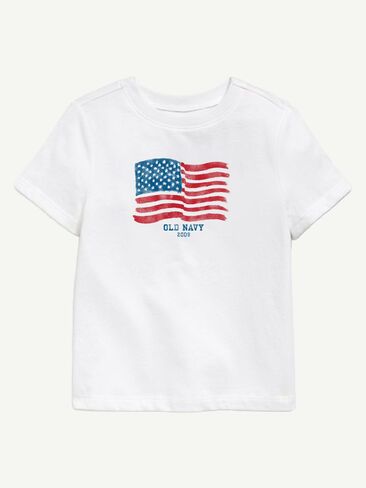 تي شيرت مطبوع عليه علم Old Navy Heritage 2009 للأطفال الصغار - أبيض in Saudi Arabia