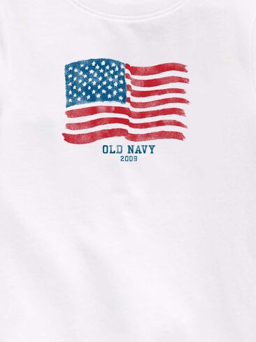 تي شيرت مطبوع عليه علم Old Navy Heritage 2009 للأطفال الصغار - أبيض in Saudi Arabia