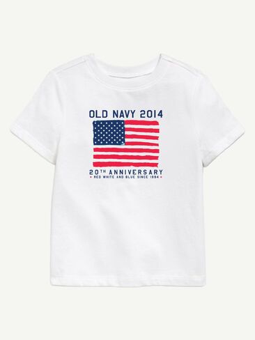تي شيرت مطبوع عليه علم Old Navy Heritage 2014 للأطفال الصغار - أبيض in Saudi Arabia