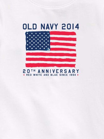 تي شيرت مطبوع عليه علم Old Navy Heritage 2014 للأطفال الصغار - أبيض in Saudi Arabia
