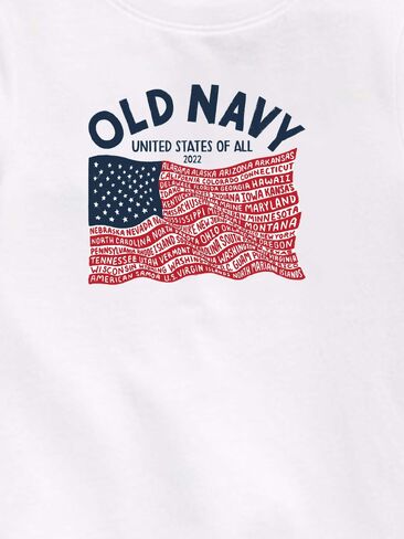 تي شيرت مطبوع عليه علم Old Navy Heritage 2022 للأطفال الصغار - أبيض in Kuwait