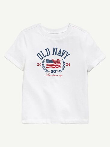 تي شيرت مطبوع عليه علم Old Navy Heritage 2024 للأطفال الصغار - أبيض in Kuwait