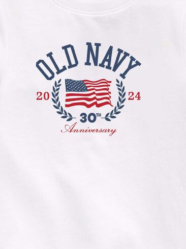 تي شيرت مطبوع عليه علم Old Navy Heritage 2024 للأطفال الصغار - أبيض in Kuwait