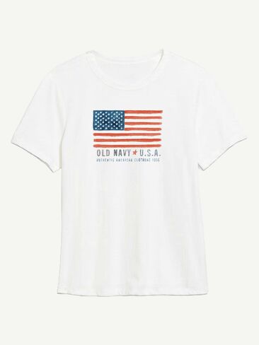 Old Navy Heritage 1996 Flag Graphic T-Shirt For Women - WHITE in Kuwait