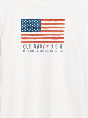Old Navy Heritage 1996 Flag Graphic T-Shirt For Women - WHITE in Kuwait