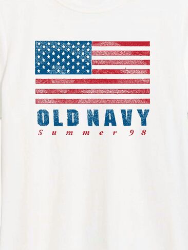 تي شيرت بطبعة علم 1998 للنساء من Old Navy Heritage - أبيض in Kuwait