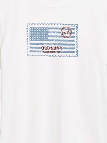 تي شيرت بطبعة علم 1994 من Old Navy Heritage للنساء - أبيض in Kuwait