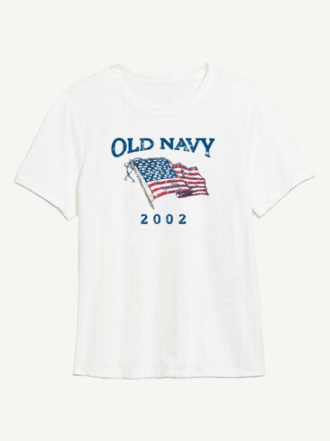 تي شيرت بطبعة علم للنساء من Old Navy Heritage 2002 - أبيض in Kuwait