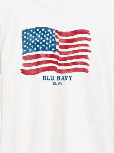 تيشيرت بطبعة علم 2009 للنساء من Old Navy Heritage - أبيض in Kuwait