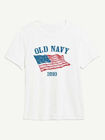 تي شيرت برسومات علم 2010 للنساء من Old Navy Heritage - أبيض in Kuwait