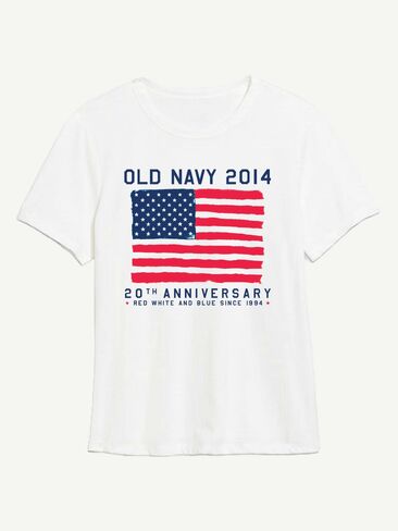 تي شيرت بطبعة علم 2014 للنساء من Old Navy Heritage - أبيض in Kuwait