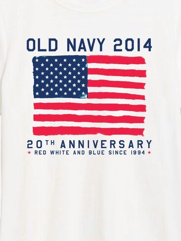 تي شيرت بطبعة علم 2014 للنساء من Old Navy Heritage - أبيض in Kuwait