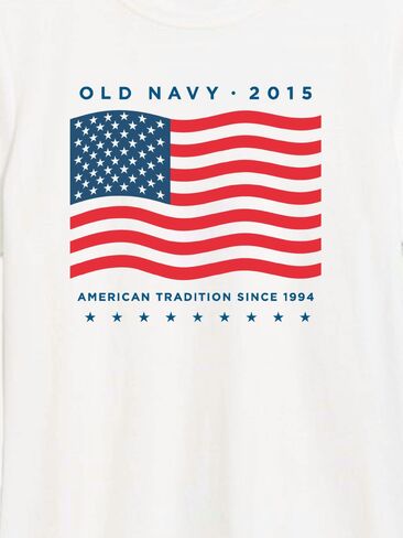 تيشيرت بطبعة علم 2015 للنساء من Old Navy Heritage - أبيض in Kuwait