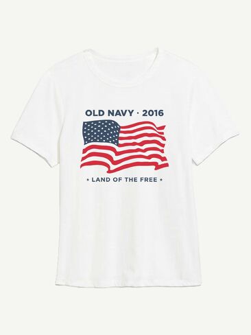 تي شيرت بطبعة علم 2016 للنساء من Old Navy Heritage - أبيض in Kuwait