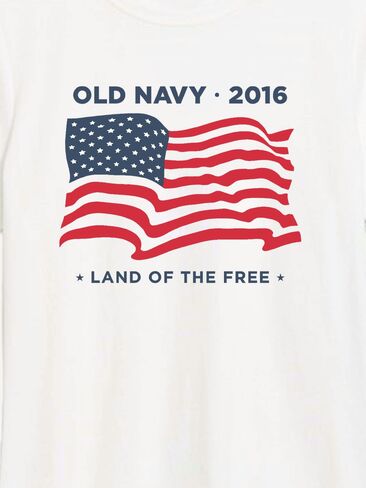 تي شيرت بطبعة علم 2016 للنساء من Old Navy Heritage - أبيض in Kuwait