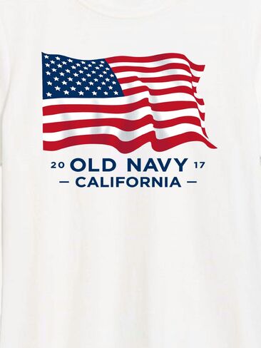 تي شيرت بطبعة علم 2017 للنساء من Old Navy Heritage - أبيض in Kuwait