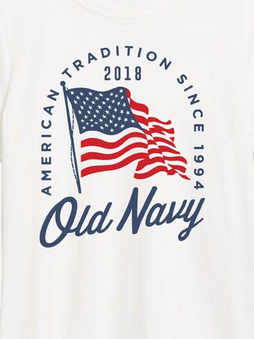 تيشيرت بطبعة علم 2018 للنساء من Old Navy Heritage - أبيض in Kuwait