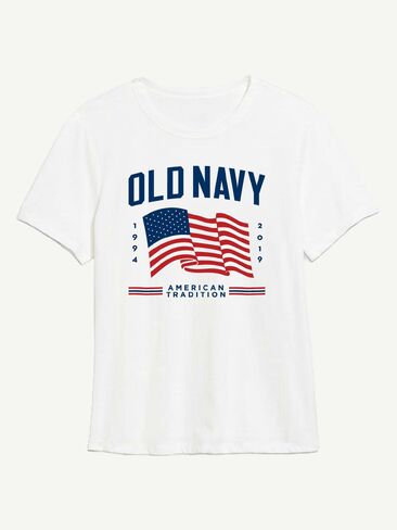 تيشيرت بطبعة علم 2019 للنساء من Old Navy Heritage - أبيض in Kuwait
