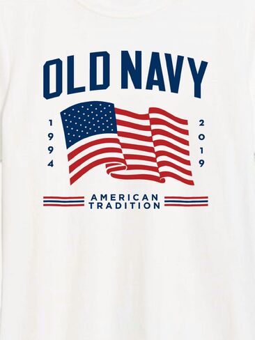 تيشيرت بطبعة علم 2019 للنساء من Old Navy Heritage - أبيض in Kuwait
