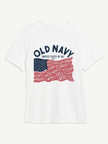 Old Navy Heritage 2022 Flag Graphic T-Shirt For Women - White in Kuwait