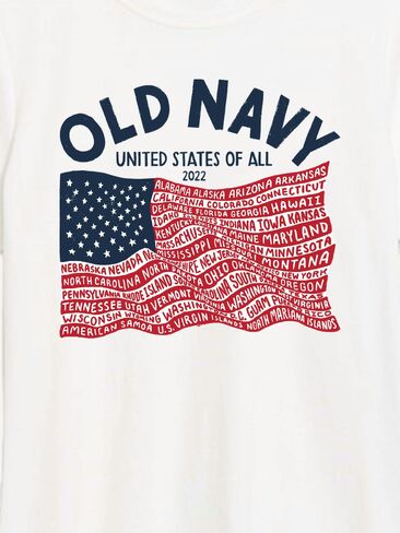 Old Navy Heritage 2022 Flag Graphic T-Shirt For Women - White in Kuwait