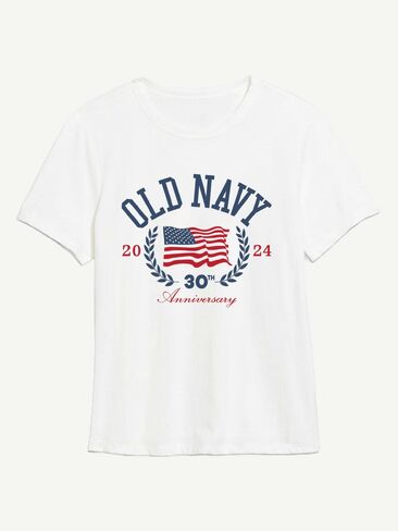 تي شيرت بطبعة علم للنساء من Old Navy Heritage 2024 - أبيض in Kuwait