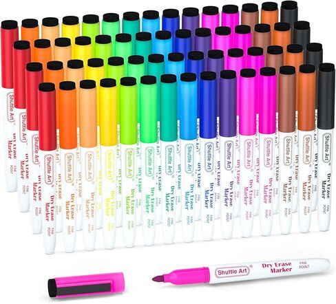 Shuttle Art Magnetic Whiteboard Markers, 20 Pieces Fine Tip and Eraser, Dry Erase Whiteboard Markers, for Writing on Whiteboards, Weekly Planner, Glass for School Office Home in Kuwait