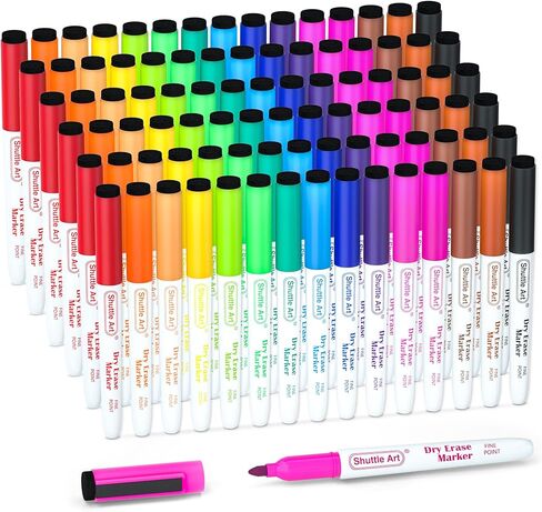 Shuttle Art Magnetic Whiteboard Markers, 20 Pieces Fine Tip and Eraser, Dry Erase Whiteboard Markers, for Writing on Whiteboards, Weekly Planner, Glass for School Office Home in Kuwait