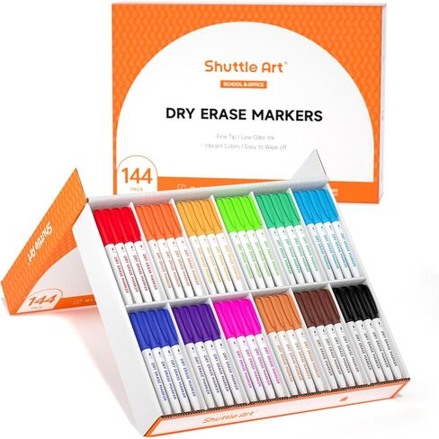 Shuttle Art Magnetic Whiteboard Markers, 20 Pieces Fine Tip and Eraser, Dry Erase Whiteboard Markers, for Writing on Whiteboards, Weekly Planner, Glass for School Office Home in Kuwait