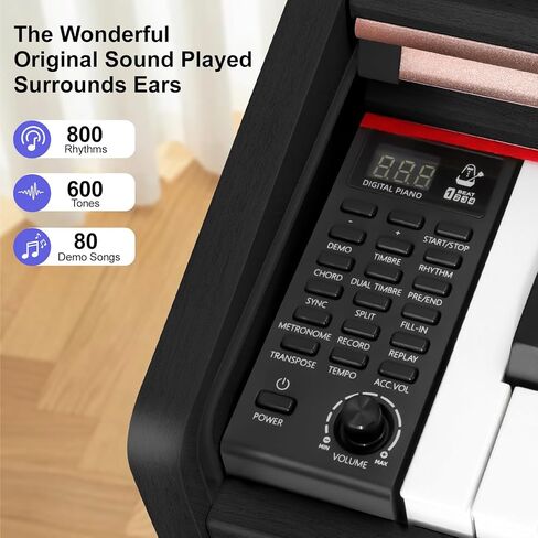 88 Key Semi-Weighted Keyboard Piano - Full Size Upright Digital Piano Keyboard for Beginners - Electric Piano with Triple Pedal Supports USB-MIDI (White) in Saudi Arabia