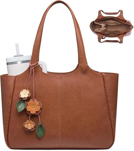 LOVEVOOK Tote Bag for Women,Vegan Leather Work Bag with 40oz Cup Holder,Nurse Teacher Shoulder Purse | Leak-resistant in Saudi Arabia
