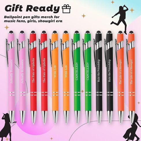 6Pcs Inspire Gifts Merch for Music Fans, Multicolor Cute Ballpoint Pen Sets for Showgirl, Women, Nurse, Teacher Gifts for Office Birthday Party Supplies Christmas Stocking Stuffers Gift for Girls in Saudi Arabia