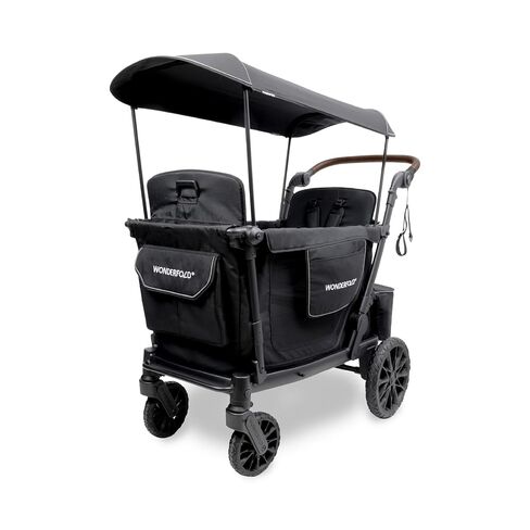 WONDERFOLD L4 Quad Stroller Wagon (4 Seater) - Collapsible Wagon Stroller with Seats with 5-Point Harnesses, Side Entrance, and Adjustable UPF50+ Canopy - Black in Saudi Arabia