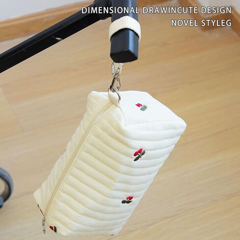 Small Hanging Organizer Pouch for Stroller or Wall Multi-Purpose Storage Bag with Embroidered Detail for Wife Mom Beige in Saudi Arabia