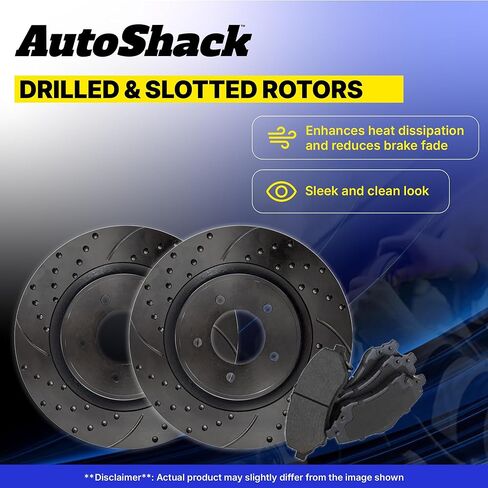 دوارات الفرامل الصلبة الخلفية من AutoShack + وسادات سيراميك ممتازة طقم فرامل 6 قطع بديلة لـ 2006-2012 Ford Fusion 2006-2013 Mazda 6 2007-2012 Lincoln MKZ 2006-2011 Mercury Milan 11.01 بوصة (279.6 مم) in Saudi Arabia