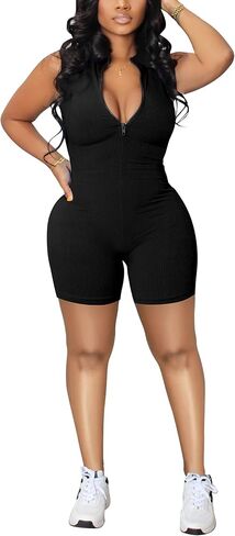 Chicyes المرأة Bodycon مثير حللا تجريب سلس قطعة واحدة مضلع زيبر السروال القصير حجم كبير وتتسابق in Kuwait