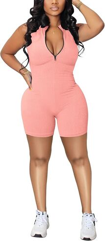Chicyes المرأة Bodycon مثير حللا تجريب سلس قطعة واحدة مضلع زيبر السروال القصير حجم كبير وتتسابق in Kuwait