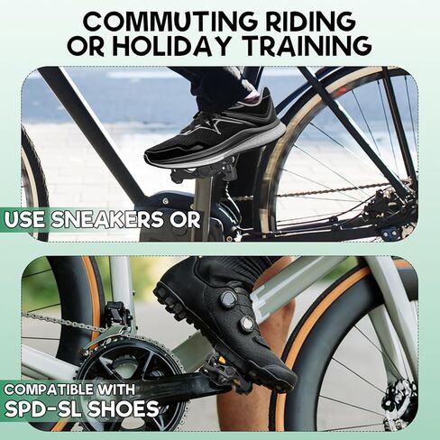 BUCKLOS SPD-SL Pedals Road Bike Clipless Flat Combo Dual Sides Pedal Compatible with Shimano Cleats-Carbon Fiber Sealed Bearing Bicycle Pedals Ride with Sneakers/Cycling Shoes in Saudi Arabia