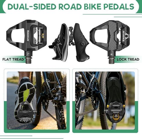 BUCKLOS SPD-SL Pedals Road Bike Clipless Flat Combo Dual Sides Pedal Compatible with Shimano Cleats-Carbon Fiber Sealed Bearing Bicycle Pedals Ride with Sneakers/Cycling Shoes in Saudi Arabia