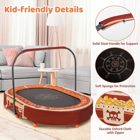 Indoor Trampoline, 55" Foldable Trampoline with Handle, Oval Trampoline for Kids, Play Rebounder, Kids Trampoline Indoor, Gift for Girls Age 3+ in Saudi Arabia