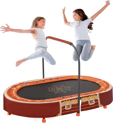 Indoor Trampoline, 55" Foldable Trampoline with Handle, Oval Trampoline for Kids, Play Rebounder, Kids Trampoline Indoor, Gift for Girls Age 3+ in Saudi Arabia