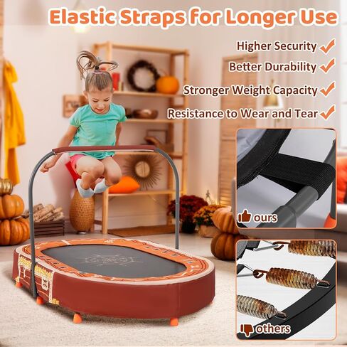 Indoor Trampoline, 55" Foldable Trampoline with Handle, Oval Trampoline for Kids, Play Rebounder, Kids Trampoline Indoor, Gift for Girls Age 3+ in Saudi Arabia