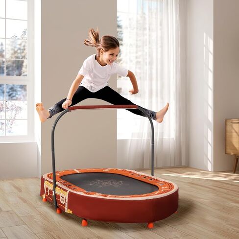 Indoor Trampoline, 55" Foldable Trampoline with Handle, Oval Trampoline for Kids, Play Rebounder, Kids Trampoline Indoor, Gift for Girls Age 3+ in Saudi Arabia