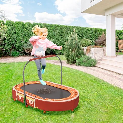 Indoor Trampoline, 55" Foldable Trampoline with Handle, Oval Trampoline for Kids, Play Rebounder, Kids Trampoline Indoor, Gift for Girls Age 3+ in Saudi Arabia