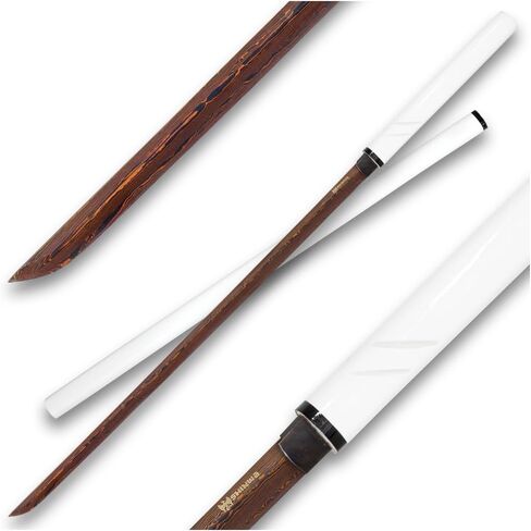 Shinwa SilkSting Shirasaya Sword | 40 1/4" Overall Japanese Sword with 29" Hand-Forged Black Damascus Steel Blade | Hardwood Handle & Saya | Hand-Lacquered Finish | Traditional Shirasaya Design in Saudi Arabia