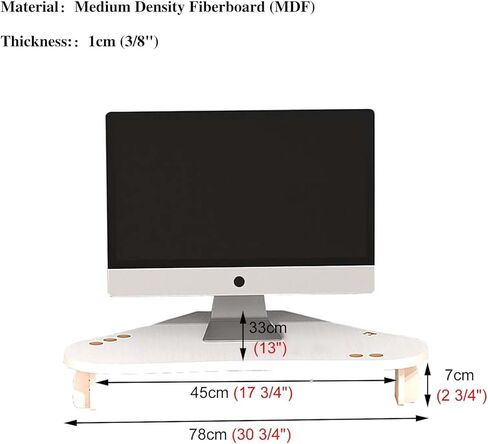 Corner Monitor Stand 78cm Long Triangular Corner Monitor Organizers Riser with Pen Holder, Office Storage Rack for Display/Notebook/Led Tv, Universal Screen Stand (Color : White) in Saudi Arabia