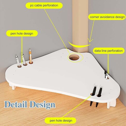 Corner Monitor Stand 78cm Long Triangular Corner Monitor Organizers Riser with Pen Holder, Office Storage Rack for Display/Notebook/Led Tv, Universal Screen Stand (Color : White) in Saudi Arabia