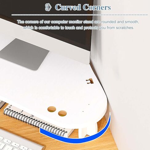 Corner Monitor Stand 78cm Long Triangular Corner Monitor Organizers Riser with Pen Holder, Office Storage Rack for Display/Notebook/Led Tv, Universal Screen Stand (Color : White) in Saudi Arabia