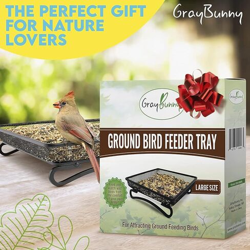 مغذيات الطيور البرية من Gray Bunny مقاومة للسنجاب للتعليق الخارجي، سعة 1.25 رطل، مقاومة للطيور من الصلب للطيور الصغيرة، مقاومة للمضغ ومقاومة للصدأ، 4 منافذ لمشاهدة الطيور، هدايا لمحبي الطيور in Kuwait